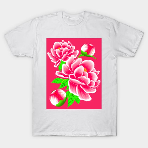 Prosperous Peony T-Shirt by Glitteringworld